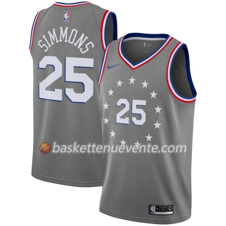 Maillot Basket Philadelphia 76ers Ben Simmons 25 2018-19 Nike City Edition Gris Swingman - Homme